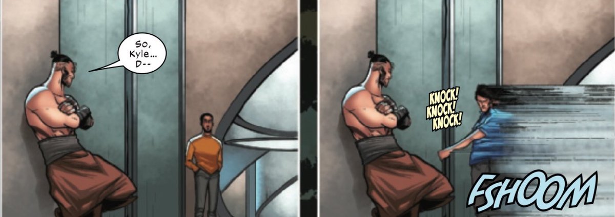 witchofjoten's tweet photo. What’s a comic panel/page that had a profound impact on you as a fan of the medium? 
~
~
This cuz we will never learn what Aki wanted to ask Kyle and this has been bothering me for years @mymonsterischic @david_baldeon #xfaqtor https://t.co/75r8mV3jTN