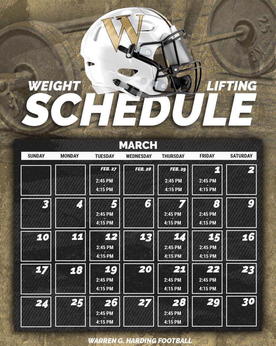 WGHFootball's tweet photo. March Schedule #TuffStreet https://t.co/5RfZoCZMqt