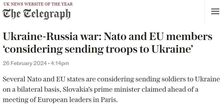 disclosetv's tweet photo. NEW - Several NATO and EU members are "considering sending troops to Ukraine" on a "bilateral basis." https://t.co/y3LTmYq05f