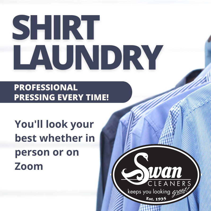 SwanCleaners's tweet photo. Our quick, professional shirt laundry service can't be beat! Look your best at the office or online. https://t.co/zXf0uxDtFd