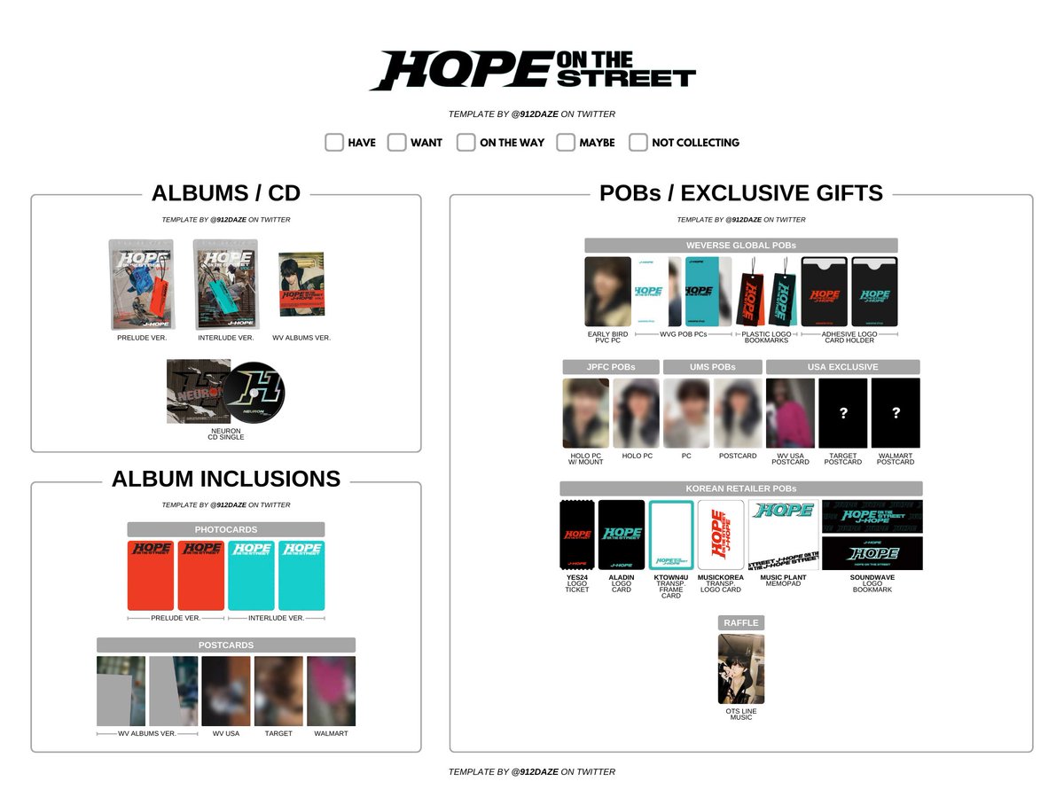 BTS J-HOPE HOBI HOTS PC PHOTOCARD WISHLIST WL TEMPLATES