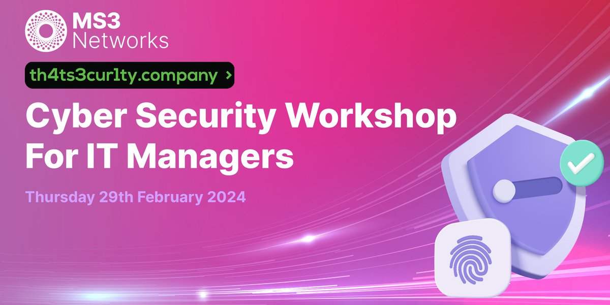 IT Managers, listen up! Time is running out to get your tickets to this Thursday's Cyber Security Workshop in Hull, in collaboration with @th4ts3cur1ty! Make sure your Cyber Security knowledge is up to scratch and your company is safeguarded online thanks to this workshop!…