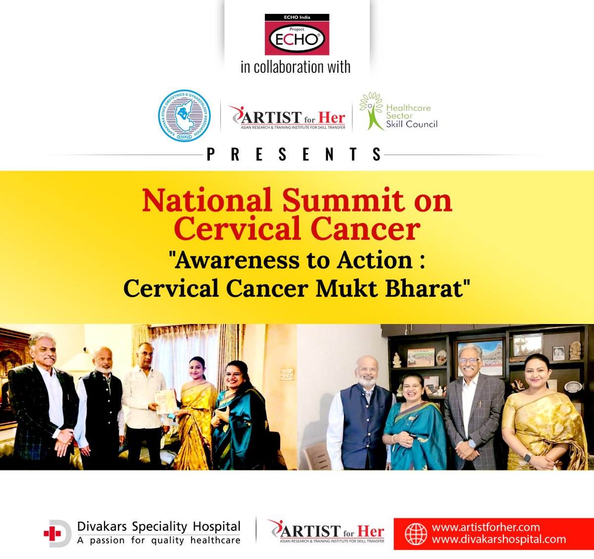 Cervical cancer ranks as the 4th most common cancer among women worldwide. To address this pressing challenge, we're hosting a National Summit on Cervical Cancer: 'Awareness to Action; Cervical Cancer Mukt Bharat' on Mar 9, 2024 in Bengaluru @ECHOIndiaTrust @ahpi_india