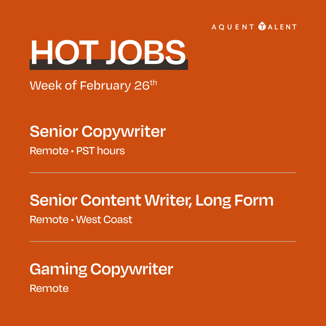 aquenttalent's tweet photo. Know a writer in need of a new job?

🖊️ Senior Copywriter - Remote, PST Hours - https://t.co/YfNAOhGeqh

📝 Sr. Content Writer, Long Form - Remote - https://t.co/6Odoj5jMin

🎮 Gaming Copywriter - Remote - https://t.co/0nayzNXiQI

#writingjobs #gamingjobs #copywriterjobs https://t.co/qKsBP58ArI