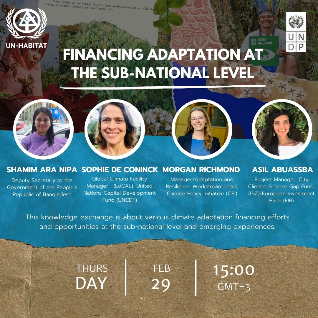 Financing climate adaptation always requires collaboration & coordination between different levels of government. At @UNDP and @UNHabitat’s upcoming event, learn about the emerging opportunities for financing at the sub-national level. Register: ow.ly/ch8450QHSTz