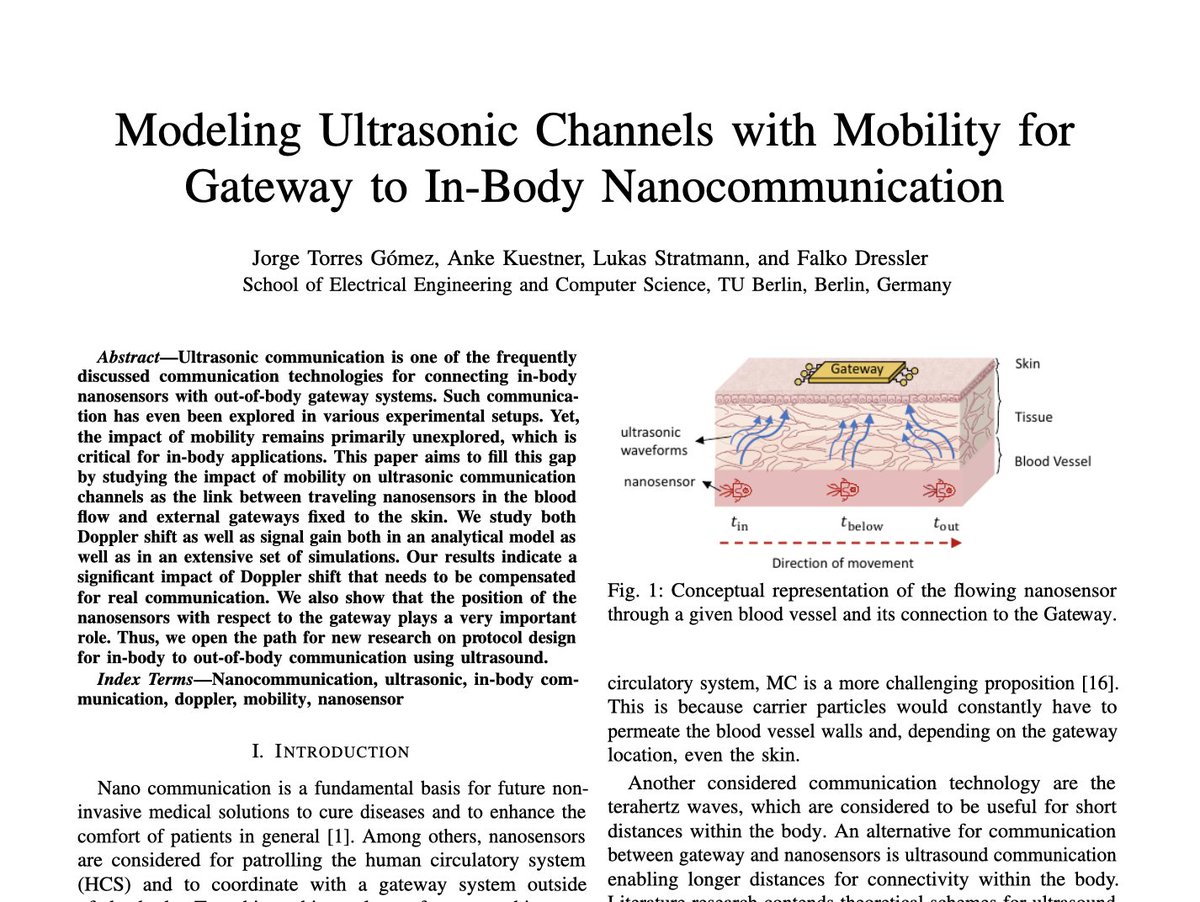 CorinneNokel's tweet photo. Falko Dressler - Modeling Ultrasonic Channels with Mobility for Gateway to In-Body Nanocommunication
'Nanosensors are considered for patrolling the human circulatory system'
#HumanCirculatorySystem
#InBodyNanoNetwork
https://t.co/ODg4H8pyEQ https://t.co/IeV9aiRqXY