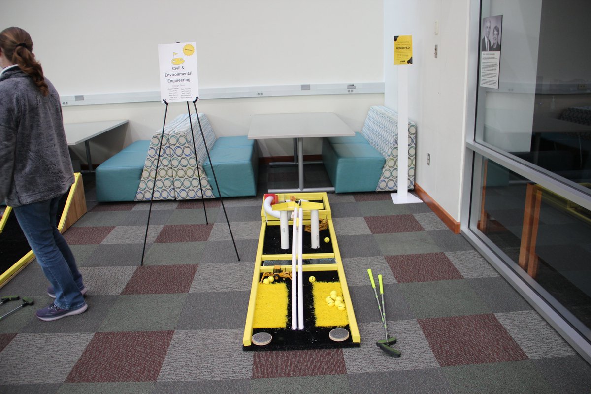 What a fun time at our mini-golf design challenge! Always great to see engineering education applied outside of the classroom!
