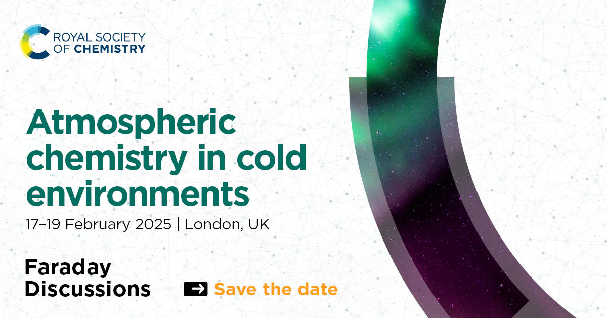 Join us for a unique discussion on the recent progress in atmospheric chemistry. Our @Faraday_D #FD will explore results from field campaigns, laboratory experiments, atmospheric modelling and computational work. Find out more (and submit an abstract): rsc.li/48lGLqS