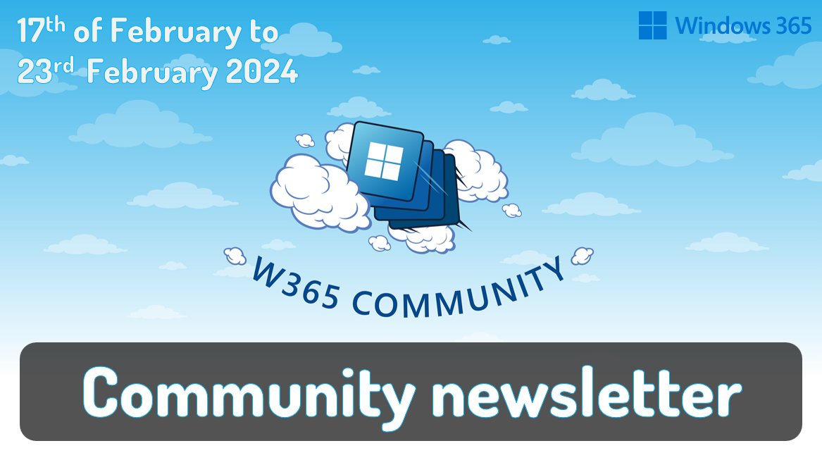 🗞 Want to know what's new in the world of #Windows365 #CloudPC?

Check out this week's newsletter⤵️

👉 w365community.com/weekly-newslet…

👏 Juan Sifuentes, <a href="/olastromcom/">Ola Ström ☁️💻 | MVP</a> , <a href="/Brinkhoff_C/">Christiaan Brinkhoff</a> , <a href="/NiklasTinner/">Niklas Tinner - MVP</a> , <a href="/askaresh/">Aresh Sarkari</a>, Sam Allitt, <a href="/dominiekverham/">Dominiek Verham</a>,  <a href="/ncbrady/">🇺🇦 Niall C. Brady 🇺🇦</a> &amp; <a href="/Andy_69Jones/">Andy Jones | MVP - Enterprise Mobility</a>