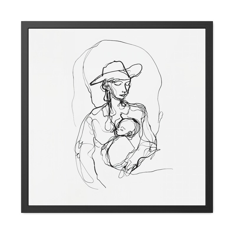 Mother & Newborn in Cowboy Hat - Single Line Art Canvas Wrap - Picasso and Klee Inspired Delicate Drawing - Framed Minimalist Art  

🖼️Museum Grade Framed Print -  Prices Start at $48.67 For 16' X 16'

etsy.com/listing/167068…

#framedprint  #etsystore