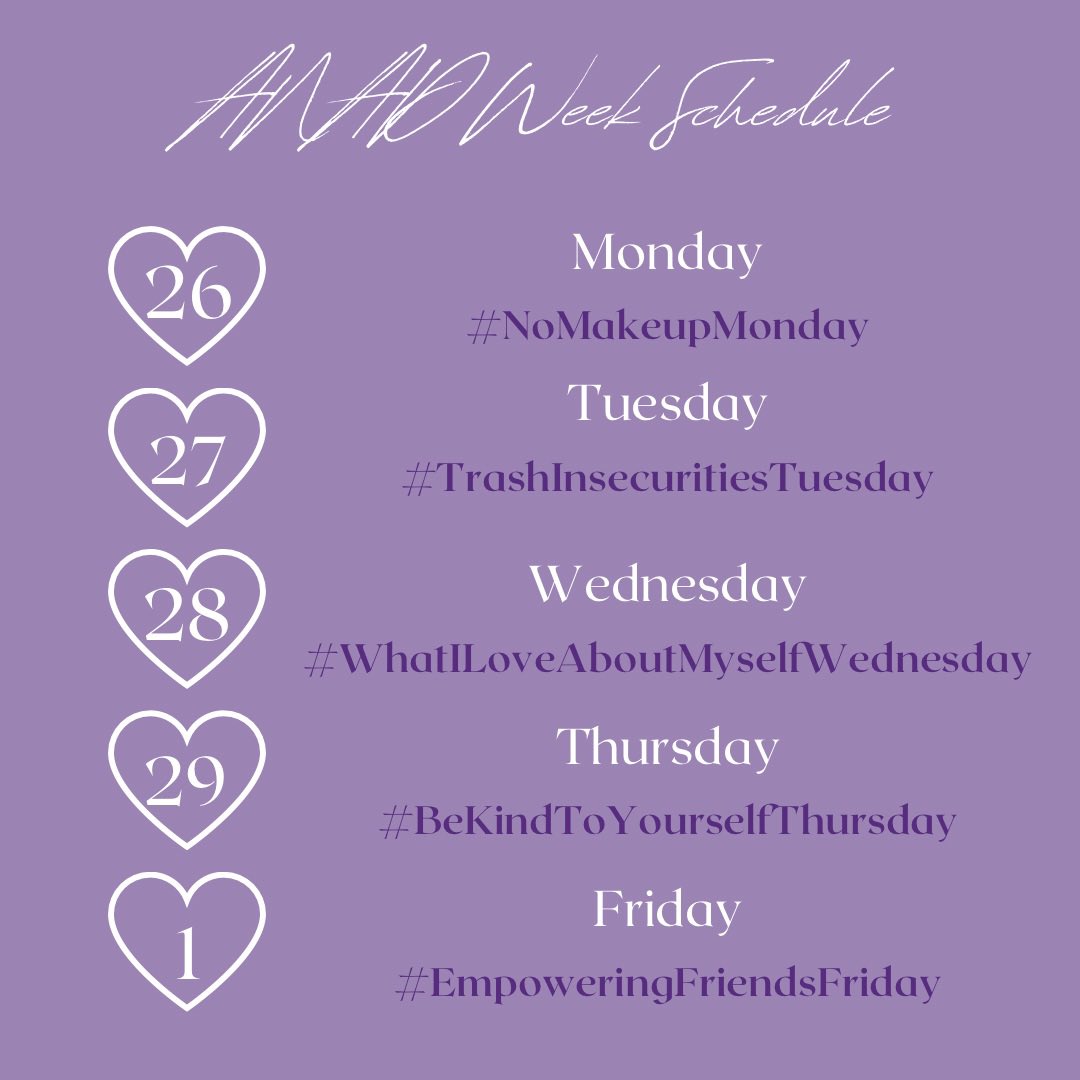 ANAD is a nonprofit organization working in support, awareness, education, and prevention of eating disorders. 
-
We hope you will join us in raising funds and awareness for this incredible organization. Thank you💜 dphie.crowdchange.co/39100