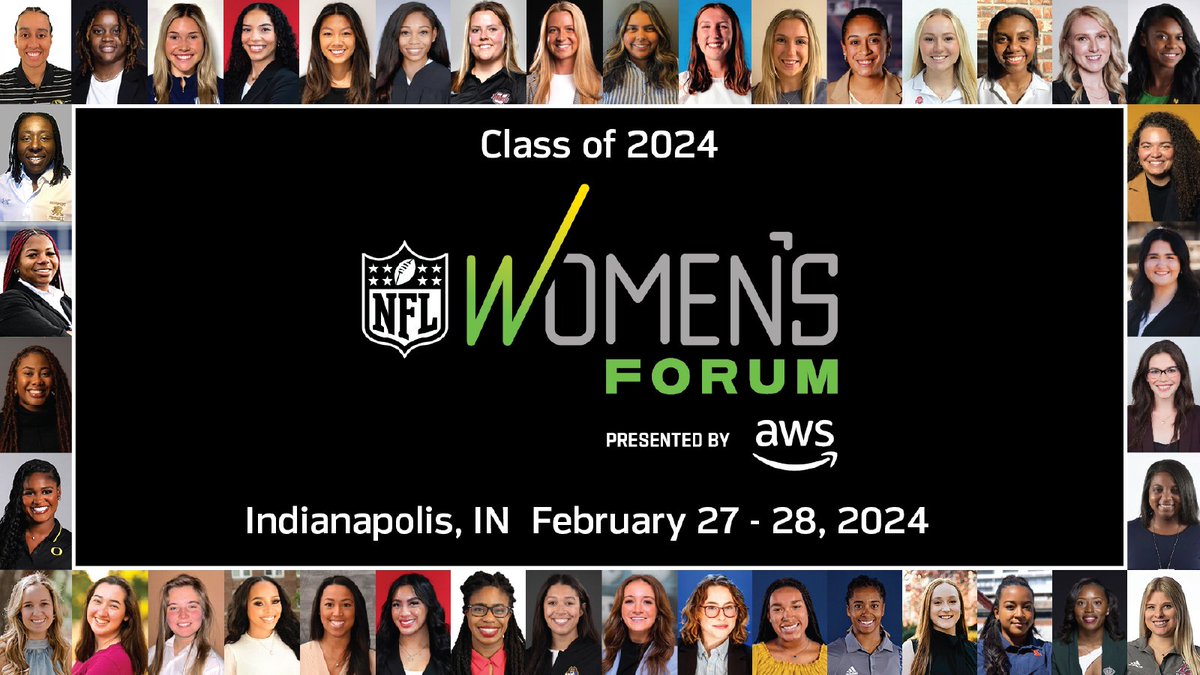 Introducing the NFL Women’s Forum Class of 2024! During Combine in Indy, these 40 women will connect with NFL leaders to provide insight and networking opportunities for their careers in football. #FutureIsNow

#WomensForum presented by @AWSCloud