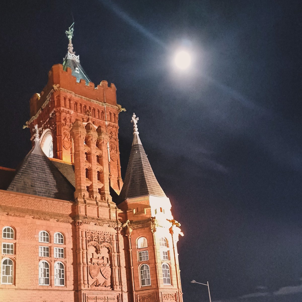 Getting gothic in Cardiff Bay: the full moon  shines bright over the Pierhead Building...