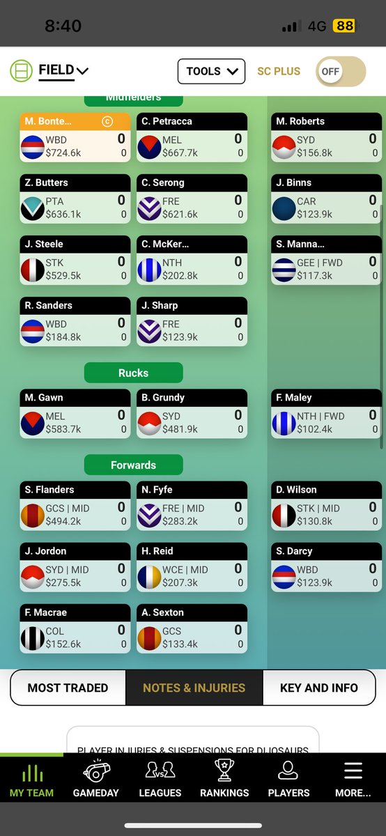 DijonDelia's tweet photo. @FootyMailbag @QuantumJC 1k left but unsure if I should downgrade sheezle to Coleman and then bring in wardlaw into the middle https://t.co/lSSvNYMh85