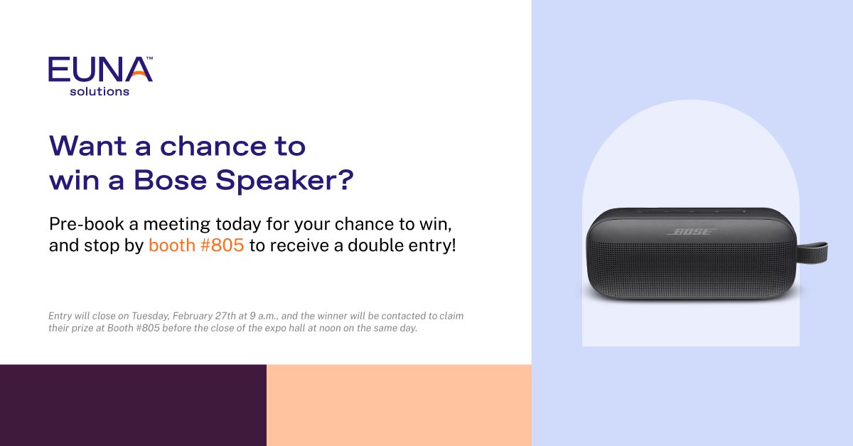 The 2024 NBOA Annual Meeting is happening now!

Don’t miss your chance to win a BOSE SoundLink Wireless Speaker by stopping by Booth #805, and get an extra chance to win by filling out the form below: go.eunasolutions.com/NBOA-2024

#NBOA #eunabudget