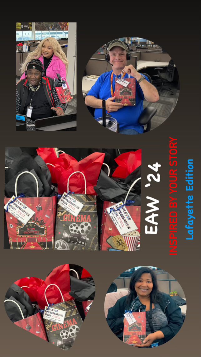 PATRICE BABINEAUX (@patrice_bab22) on Twitter photo Happy Employee Appreciation Week!
Day 1…Kickoff - “IT’S SHOWTIME”
6-word stories, 80’s dress and movie bags for Lafayette! We know how to let the good times roll! 🎉🎊
YOU MAKE A DIFFERENCE 💙🥰
#MBCGoodStuff #EAW24 #LifeAtATT
<a href="/TLRashad4/">Tiwanda Rashad</a> <a href="/AttLafayette/">AT&TLafayetteUnited</a> <a href="/411MikeP/">Michael Patenaude</a> @mbcgoodstuff Happy Employee Appreciation Week!
Day 1…Kickoff - “IT’S SHOWTIME”
6-word stories, 80’s dress and movie bags for Lafayette! We know how to let the good times roll! 🎉🎊
YOU MAKE A DIFFERENCE 💙🥰
#MBCGoodStuff #EAW24 #LifeAtATT
<a href="/TLRashad4/">Tiwanda Rashad</a> <a href="/AttLafayette/">AT&TLafayetteUnited</a> <a href="/411MikeP/">Michael Patenaude</a> @mbcgoodstuff