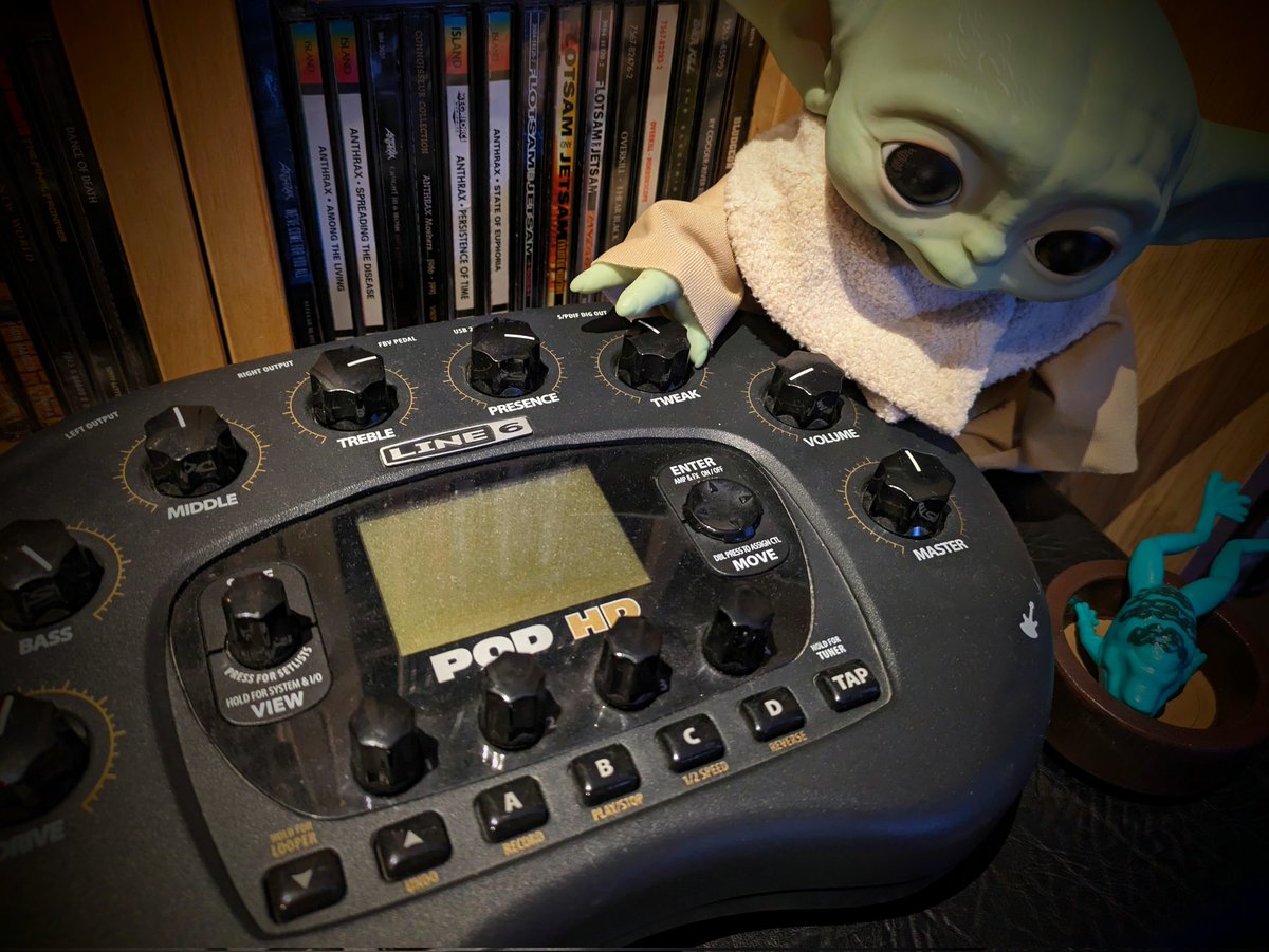 Grogu getting friendly with my Line 6 Pod HD! <a href="/Line6/">Line 6</a> #podhd #grogu #starwars #guitar #pod #ThisIsTheWay