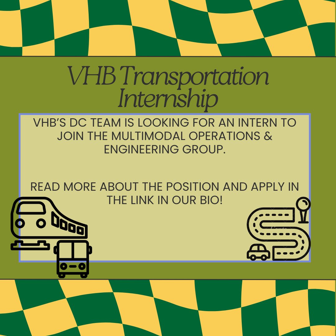 Looking for an internship in transportation? VHB is hiring! Apply using the link in our bio.