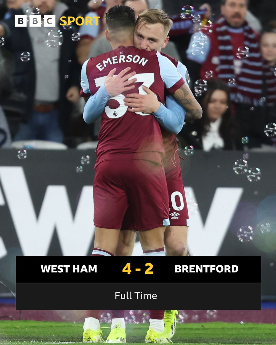 West Ham win for the first time in 2024!

#BBCFootball #WHUBRE