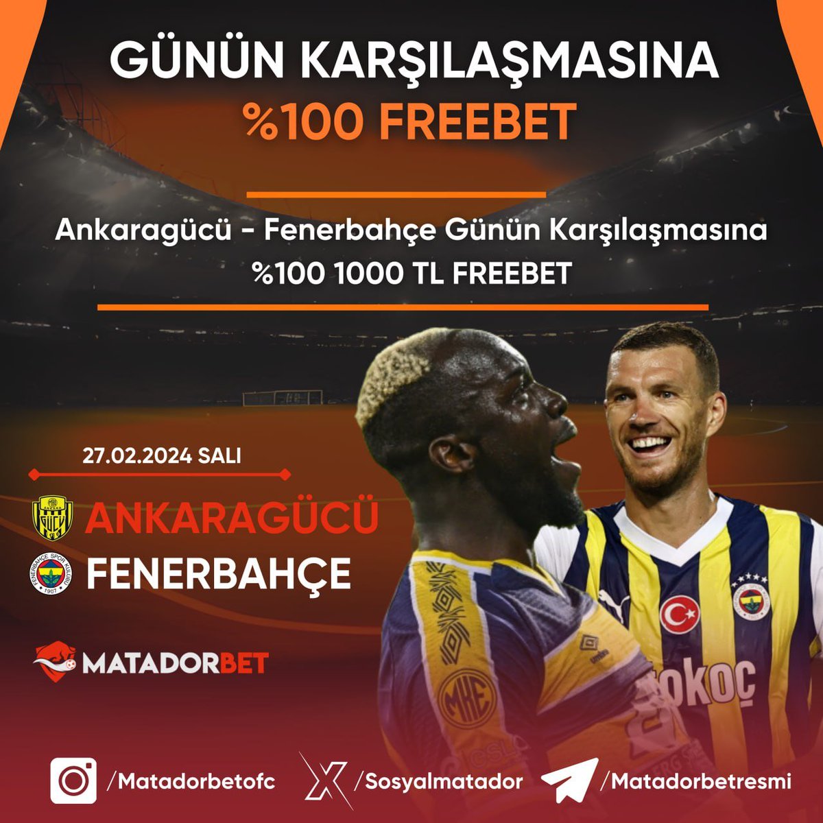 🏆 Ankaragücü 🆚 Fenerbahçe 

⚽️ Bu maça bahis alan üyelerimize %100 1.000 TL FREEBET!

🎁 Kupon Kazansa Da, Kaybetse De Hediye!

🤔 NASIL FREEBET KAZANABİLİRİM ?  

✅ 100 TL - 1.000 TL arası maç öncesi tekli veya kombine kuponlarınızda bu maça bahis oluşturmanız yeterlidir.

👨‍💻