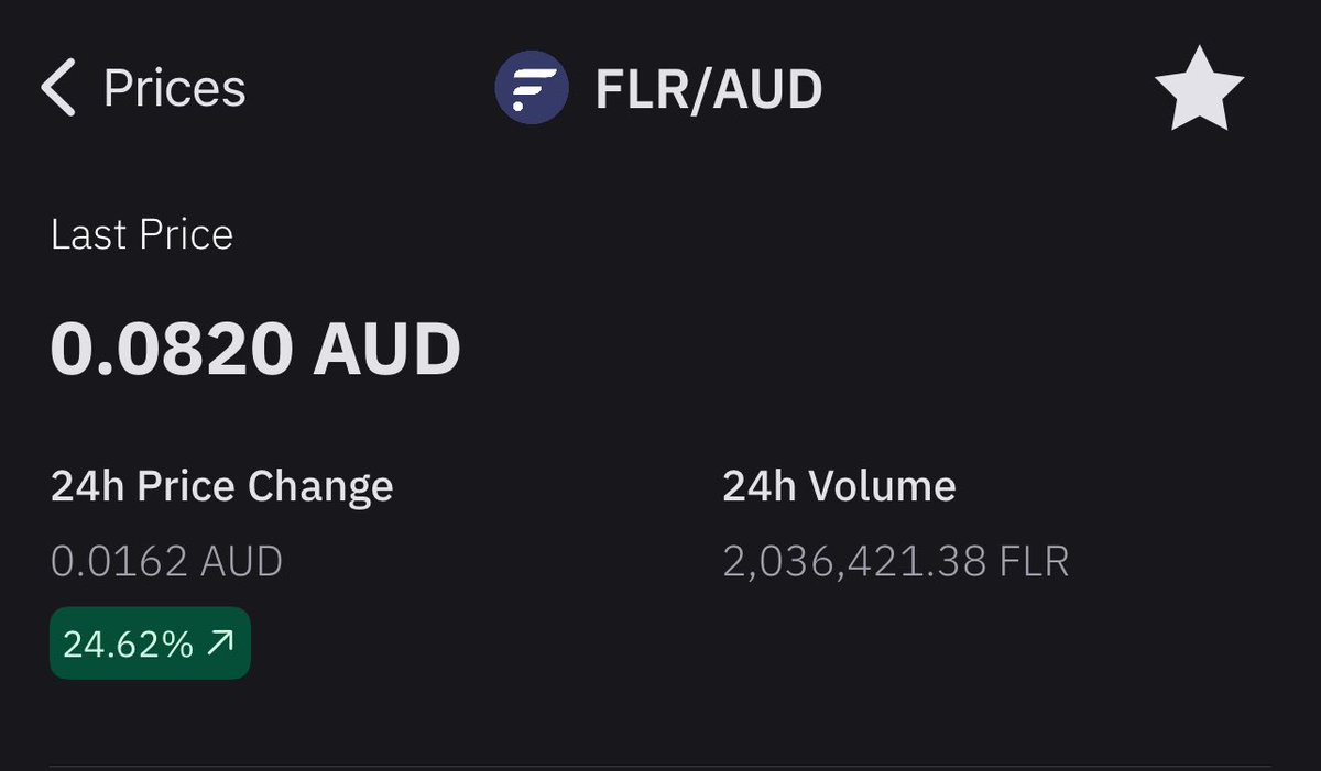 BREAKING Flare’s price on BTC Markets (an Australian exchange) has reached $0.082 AUD, which is equivalent to $0.054 USD