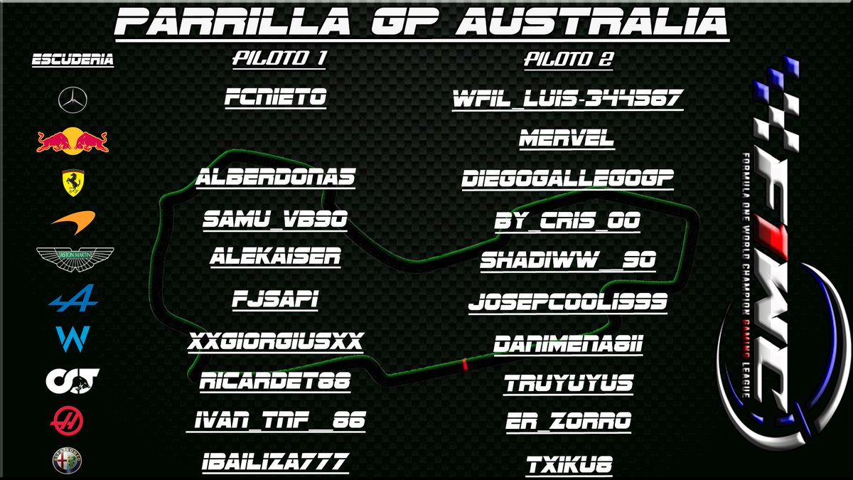 ‼ GP AUSTRALIA     ‼
🏎💨 F1 Elite World Champion
🕚 23:00
🎙@Angelillo154🎙
twitch.tv/angelillo154