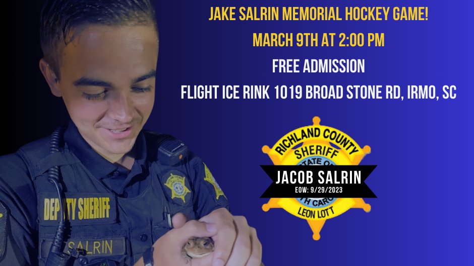 RCSD's tweet photo. IT'S ALMOST HERE! Bring the whole family out to Flight ice rink on March 9th at 2:00 PM to celebrate and remember Deputy Jake Salrin! We can't wait to see you there! 💙

#TeamRCSD #RichlandBlueliners #livelikejake https://t.co/J06XPsDSUa