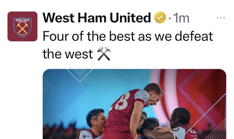 NickMotown's tweet photo. West Ham going a bit Osama bin Laden on the old social media. https://t.co/BaLkei8wxJ