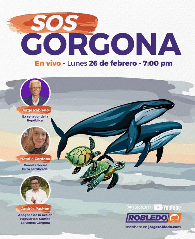 JERobledo's tweet photo. Cordial invitación
Hoy, lunes 26 de febrero, explicaremos por qué no debe imponerse la decisión bárbara de montar una base militar sobre el Parque Natural Isla Gorgona. https://t.co/6D5ZcMwGog