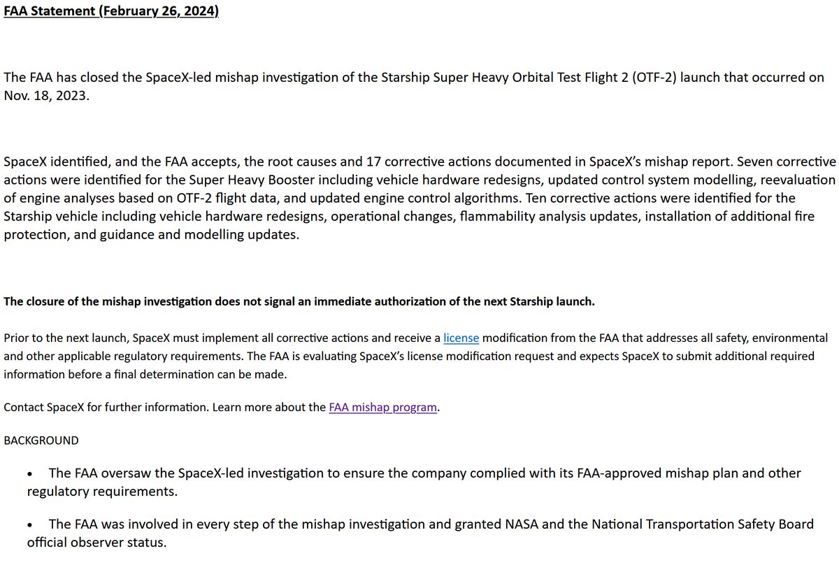 It's all gone Starship! FAA e-mail attached: