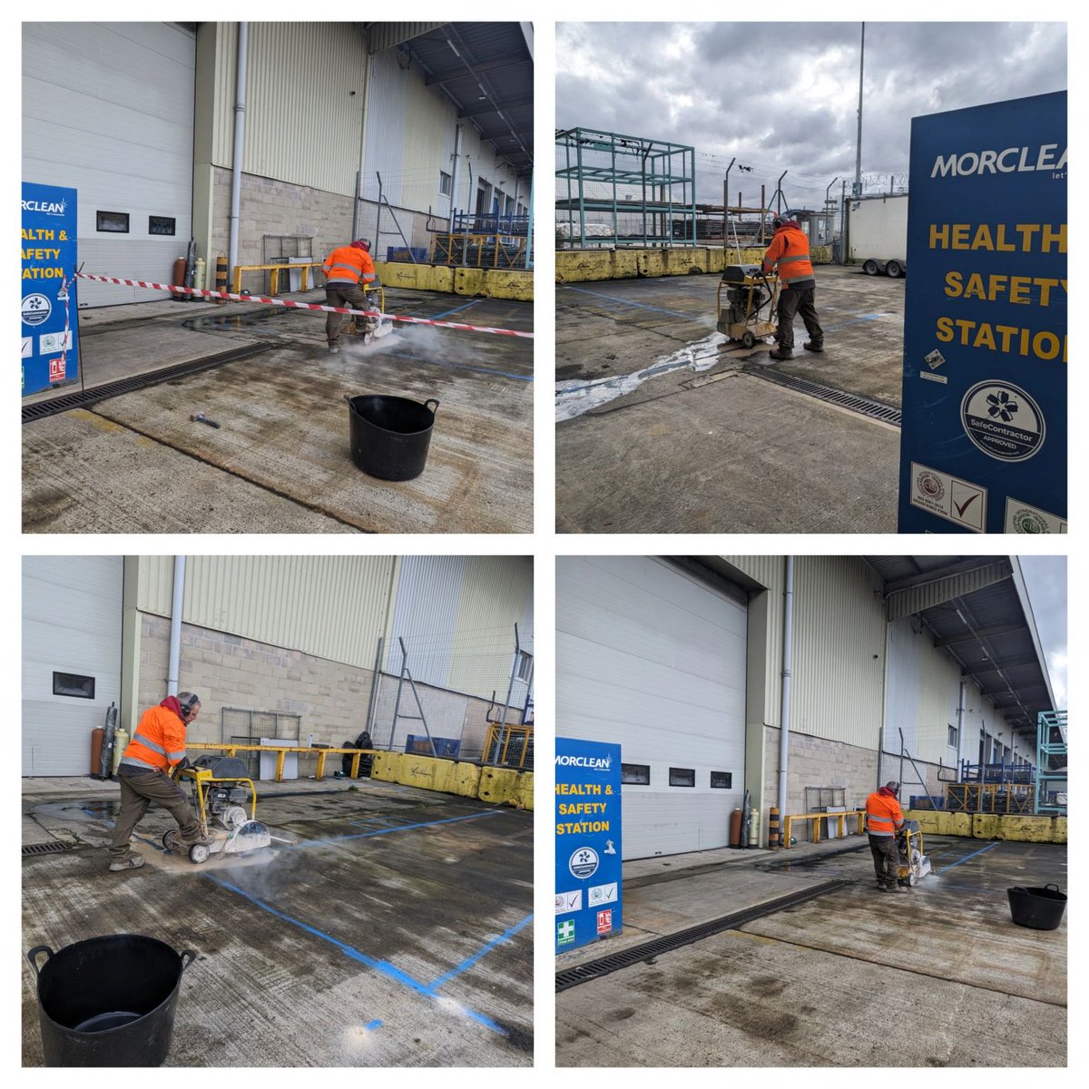 Morclean's tweet photo. Morclean kicks off #ProjectGatwick with the #MarkOut #SawCut &amp; #PrepPhase. #ConstructionUnderway for a state-of-the-art 25M2 wash bay, complete with #CivilWorks #SiltTrap #Interceptor &amp; the powerful Morclean hot #WaterJetWash.💦 Stay tuned for progress updates! #MorcleanInAction https://t.co/5IWBgLSWM0