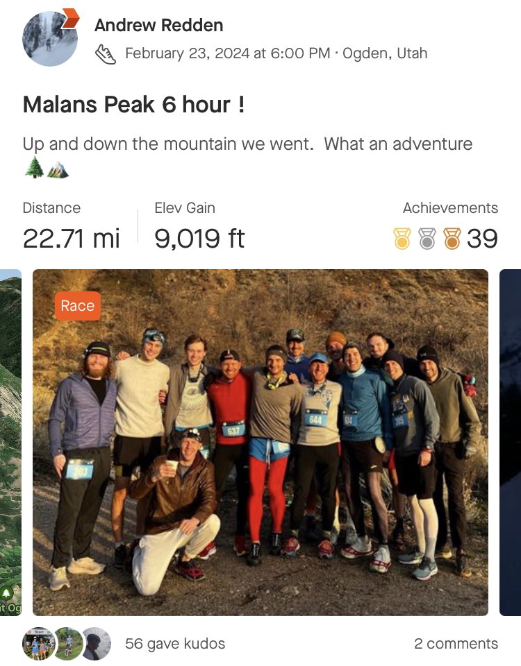 Went on a grand adventure (for bachelor party) to SLC to run the Malan’s Peak 6-hour race. It started at 6pm and ended at midnight!! Up and down some precarious, icy, and rocky slopes in the dark. The legs are shredded but had a wonderful time 😃🏔️🌲