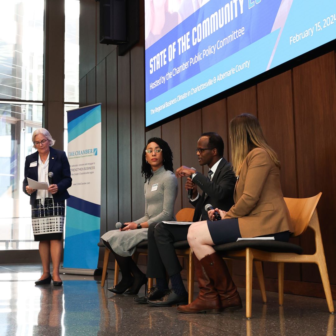 Our third annual State of the Community shared a regional economic overview, City and County priorities, and perspectives from local leaders. Video and photos: cvillechamber.com/2024/02/26/sta… #sotc24 #businessleaders #economy #networking #charlottesville #cville #albemarlecountyva