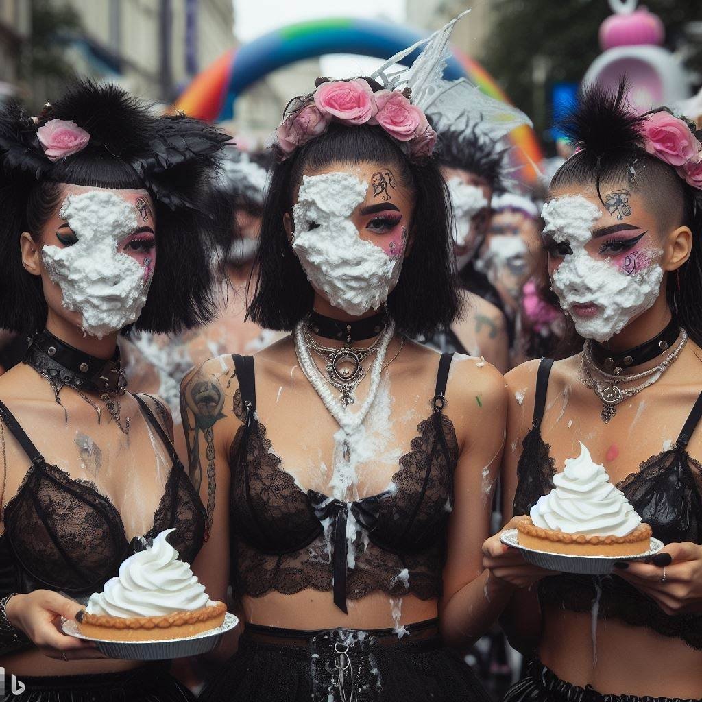 paiintheface's tweet photo. Goth pie parade

#pied #pieintheface #piedintheface #piesintheface #gunged #slime #wam #splosh #girlpied #tortanacara #slimed #gunge #wetandmessy https://t.co/rX5yjdWK4L