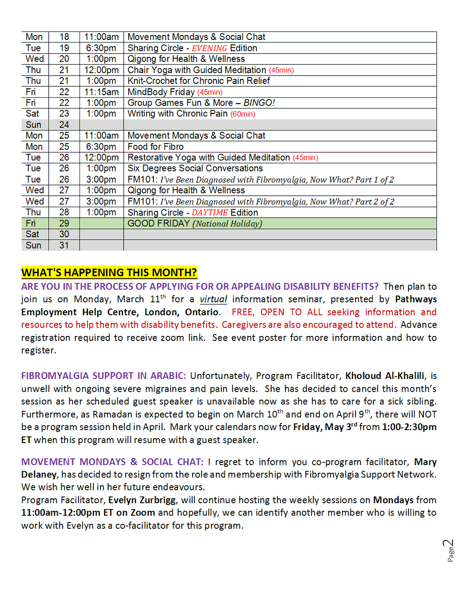 fsn_canada's tweet photo. Just released!  Fibromyalgia Support Network's Month-At-A Glance Calendar for March 2024 https://t.co/GXRsnCdRX6