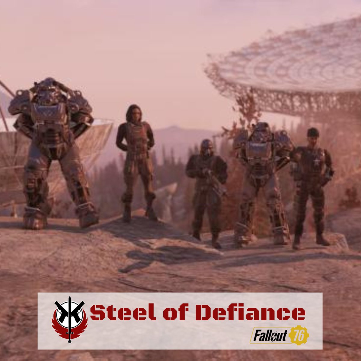 SDefiance75025's tweet photo. Join the ranks of the legendary Steel of Defiance - the oldest and most renowned Brotherhood of Steel RP group on Discord and #Fallout76! All platforms.  To join the Steel of Defiance on Discord: https://t.co/XkuSZNoEks #fallout #brotherhoodofsteel #falloutbos #milsim https://t.co/fqGksgJTJA