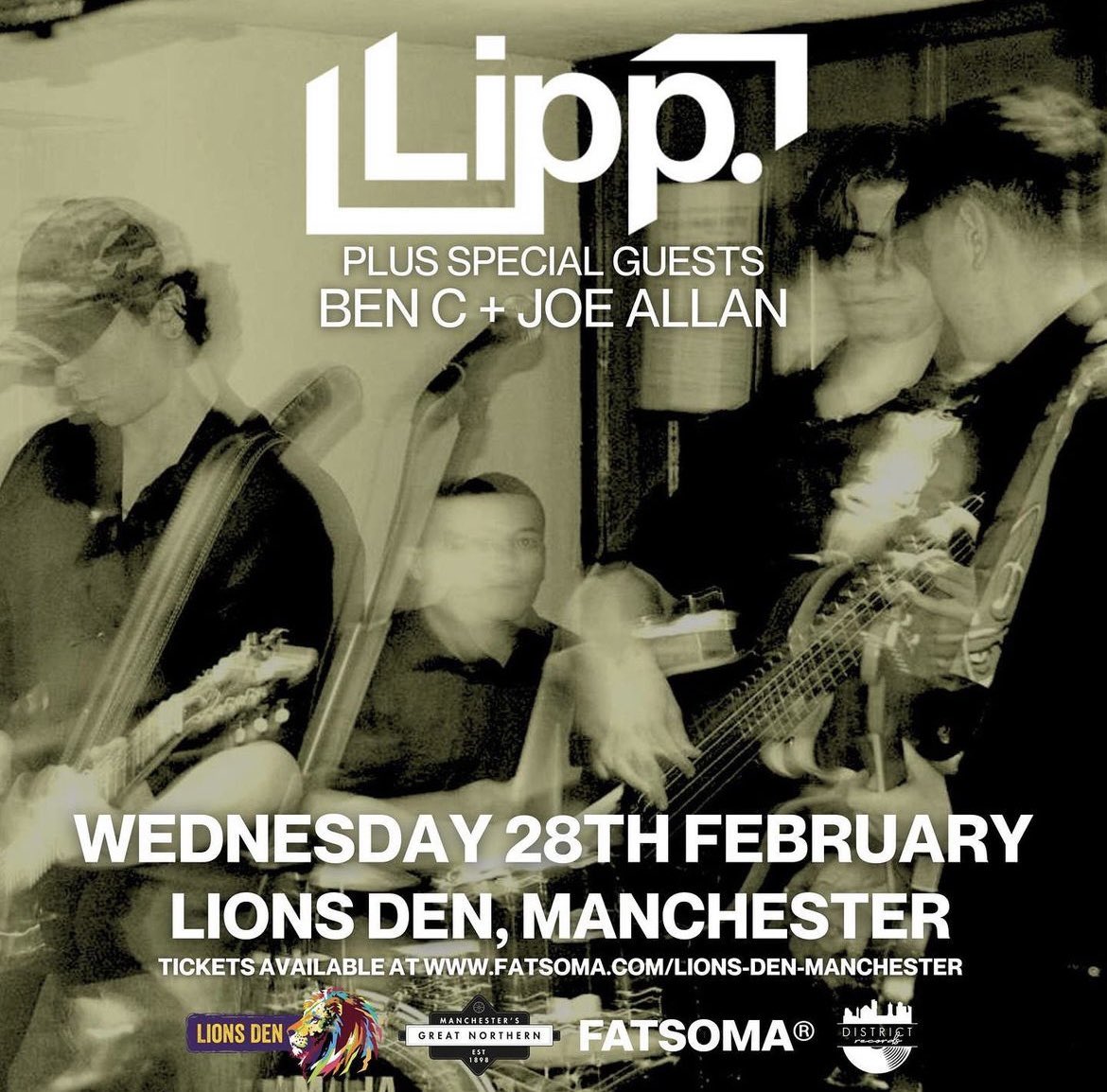 Wednesday 28th February, Lipp Band will be returning once again to @lionsdenmor @GNWManchester with support from two new powerful forces of music. Link for TICKETS in bio