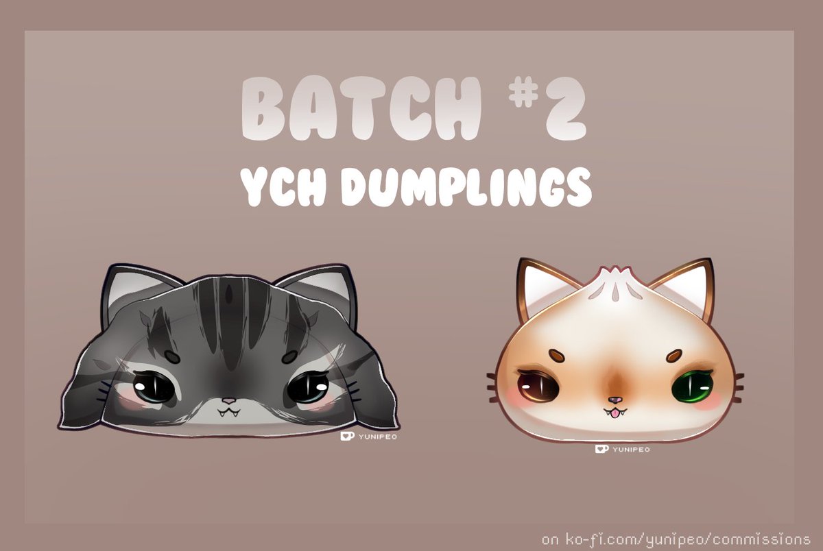 yunipeo's tweet photo. Coughs
Here's batch #2 of YCH dumpling babs and a bonus furry fox! ; u ; tis my first attempt at a proper furry-esk drawing aha
#art #ychcommission https://t.co/FwaeFQOyra