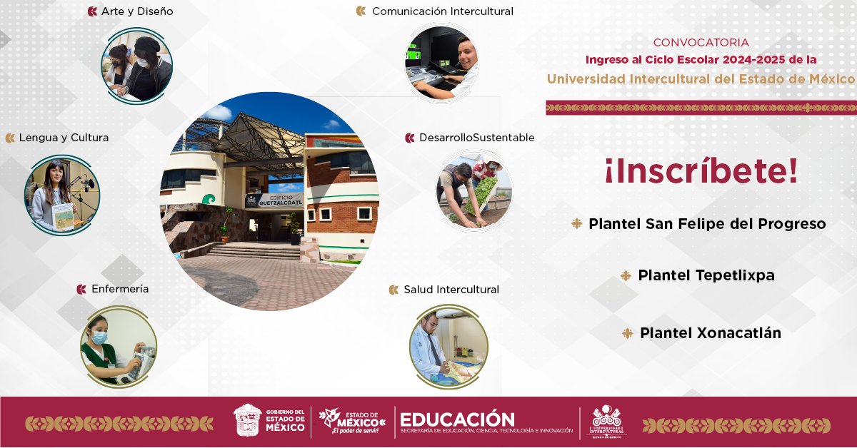 UIEMOficial's tweet image. La Universidad Intercultural del Estado de México te invita a formar parte de la #FamiliaUIEM
Convocatorias abiertas para los planteles:
&amp;gt;San Felipe del Progreso
&amp;gt;Tepetlixpa 
&amp;gt;Xonacatlán  
Ingresa 👉: uiem.edomex.gob.mx

#SomosUIEM
#OrgulloUIEM