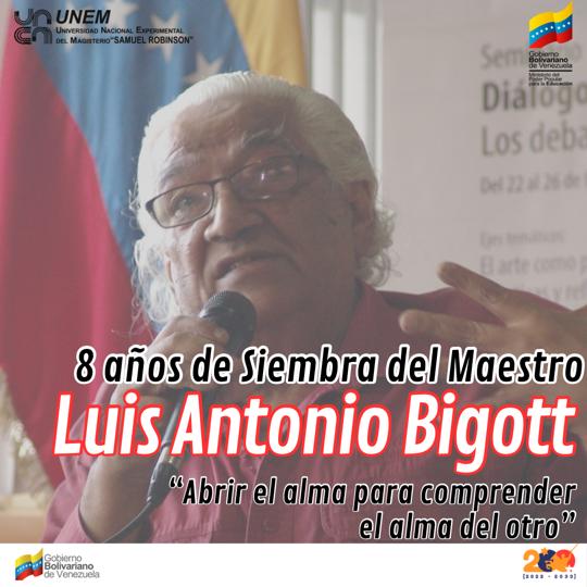 A la luz de los siglos, te transfiguraste bañado del padre Orinoco, Luis Antonio Bigott. Quijote robinsoniano, maestro de lo humilde y cotidiano, tu roja #Patria es escuela descolonizadora como tu misma casa, alma de virtudes armadas de consciencia y alborada.

<a href="/NicolasMaduro/">Nicolás Maduro</a>