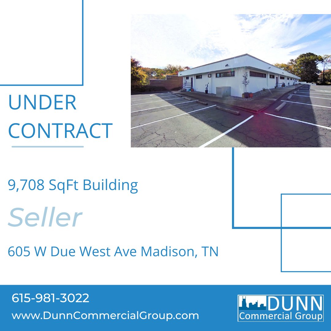 DunnCommGroup's tweet photo. Congratulations to our Client for getting UNDER CONTRACT!!! We had this building for Lease and were working a few Tenant offers, but got an offer to Purchase and it made sense to sell instead!! 🤩

#DCGCommittedToCommunity #NashvilleCRE #CommercialRealEstate https://t.co/OzGjd6f5Nr