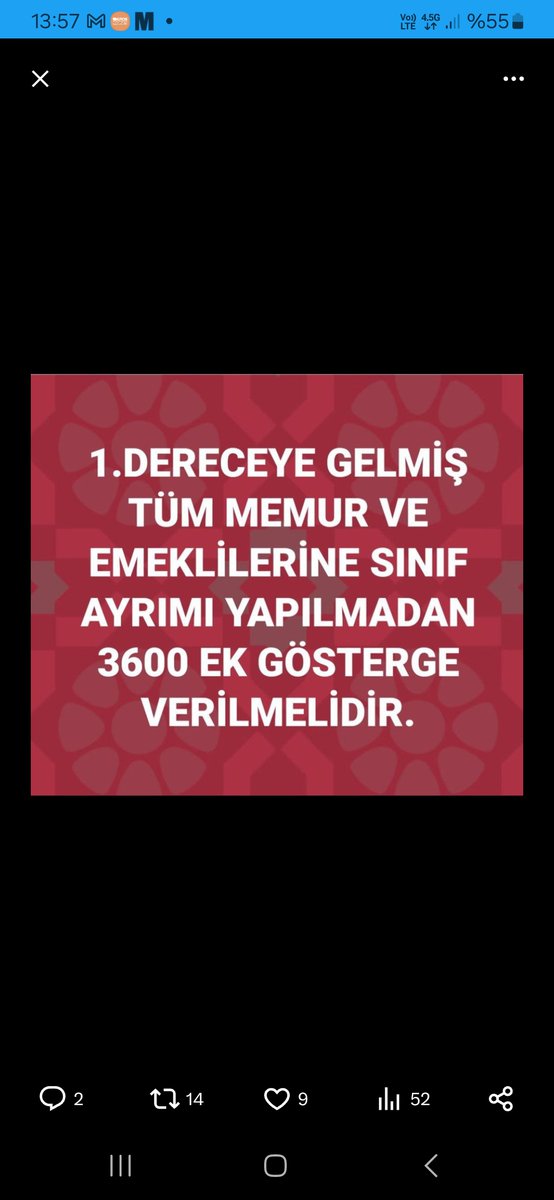 HaliseKy's tweet photo. SGK da aynı miktar parası olan iki memurun birine 2800 diğerine 3600 Ek Gösterge verilmesi, 4 bin TL maaş farkı hiç ama hiç ADALETLİ değil
#BirinciDereceye3600 
@RTErdogan
@dbdevletbahceli
@isikhanvedat
@tcbestepe
@avabdullahguler
@erkanakcay45
@fahrettinaltun https://t.co/ZOPYDntf54