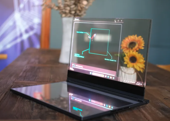 TekPulseTV's tweet photo. ¿Una computadora con pantalla transparente?
@Lenovo
presenta en #MWCBarcelona2024 la ThinkBook Transparent Display Laptop Concept, una Laptop con una pantalla MicroLED de 17,3 pulgadas sin bisel, con un 55 por ciento de transparencia cuando sus píxeles están apagados. https://t.co/A5EmyMD9VQ