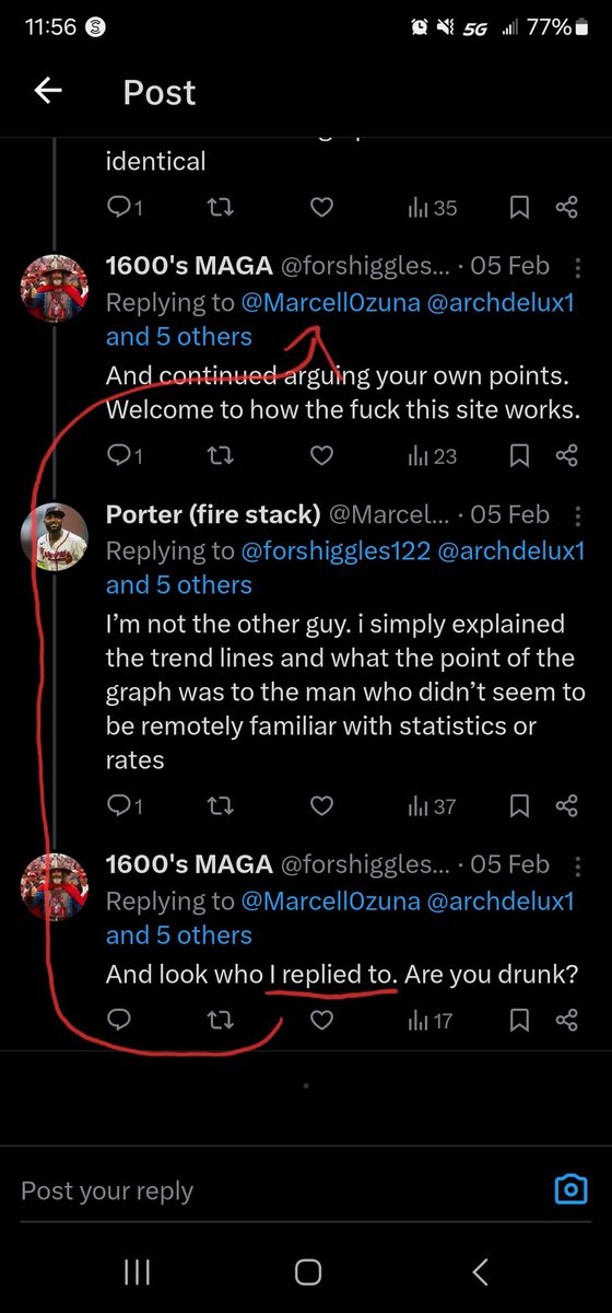 CalibreProject1's tweet photo. @forshiggles122 @Marcell0zuna @archdelux1 @bigrealisfoot @nah_nahsel @d0n77ru57 @patrickwebb @JoeBiden But...but you replied to his post...not the other guy you were actually mad at...
How many drinks have you had? Do you need to sit down for a little? Maybe a glass of water? https://t.co/SEdGoOkggp