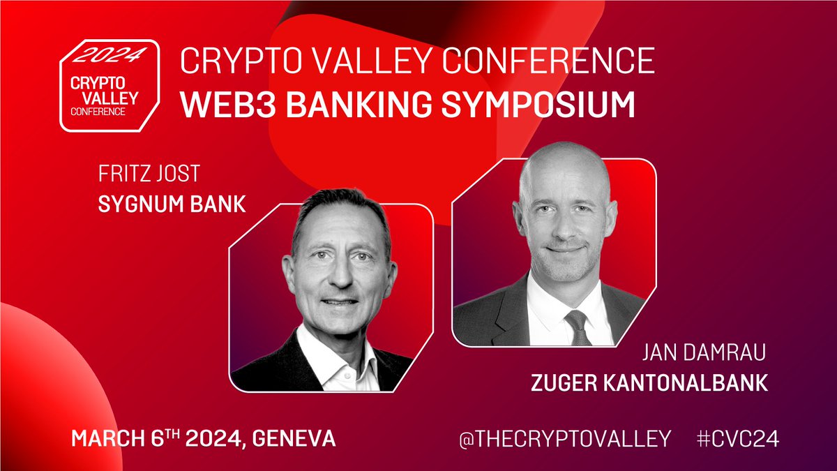 Join us for the Web3 Banking Symposium on 6 March in Geneva. At 4pm, Jan  Damrau, @ZugerKB_ch, and Fritz Jost, @sygnumofficial, discuss the first  crypto offering from by a cantonal bank. Learn