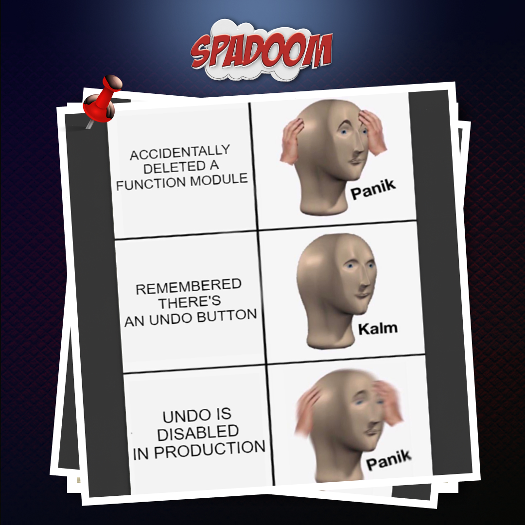 spadoom's tweet image. When you accidentally delete a line of code in SAP and can’t find undo.  

#sapmemes #consultinghumor #Spadoom 😬