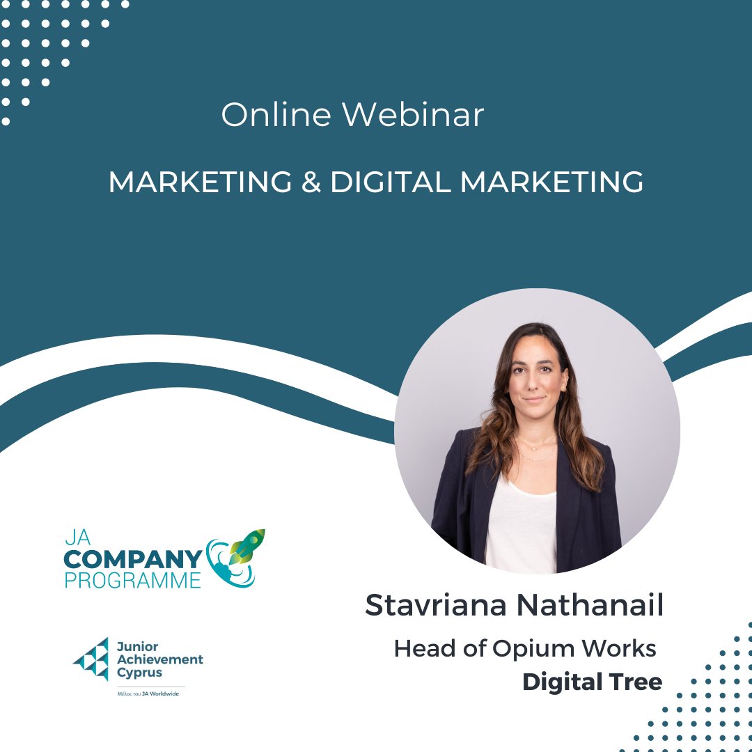 🌟 Get ready for an incredible webinar tailored for the bright minds of the Company Program & StartUp Program! 🚀 Stavriana Nathanail, a special guest from @DigitalTreeCy will be sharing her wealth of expertise in the dynamic realm of marketing. 🌐💡 #CompanyProgramme #Webinar