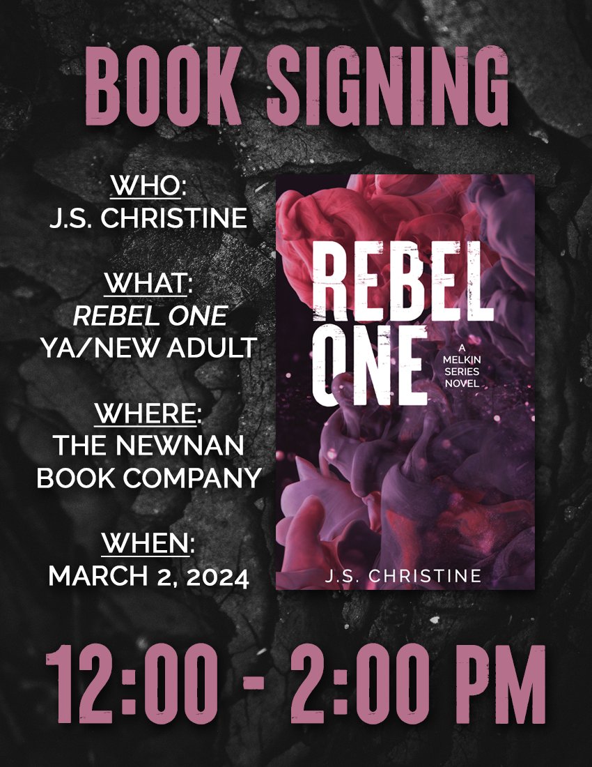 ❤️ I'll be at the Newnan Book Company signing REBEL ONE on Saturday, March 2 from 12-2pm. Copies will be available for purchase. Stop by and say hi! ❤️