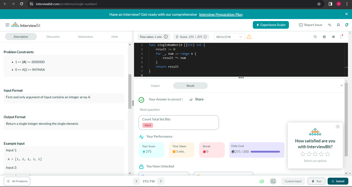 #Day56 of #365DaysOfCode with @scaler_official solved the 'Single Number' problem on @interview_bit question link : interviewbit.com/problems/singl… discord : discord.gg/scaler-by-inte……… #scalerdiscord #codewithscaler #365daysofcodescaler