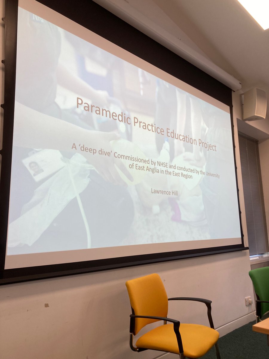 Today we hosted a regional placement workshop on behalf on NHS England - great to hear from @uniofeastanglia A/Prof. Lawrence Hill about his recent publication and considerations for our future paramedic workforce. @antkitchener @HeinScheffer1